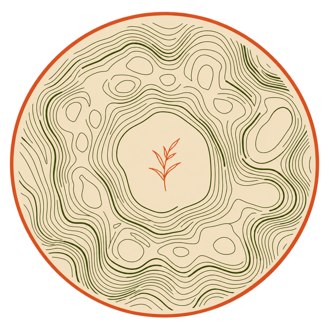 BlueStem emblem with contour lines around a grass sprig